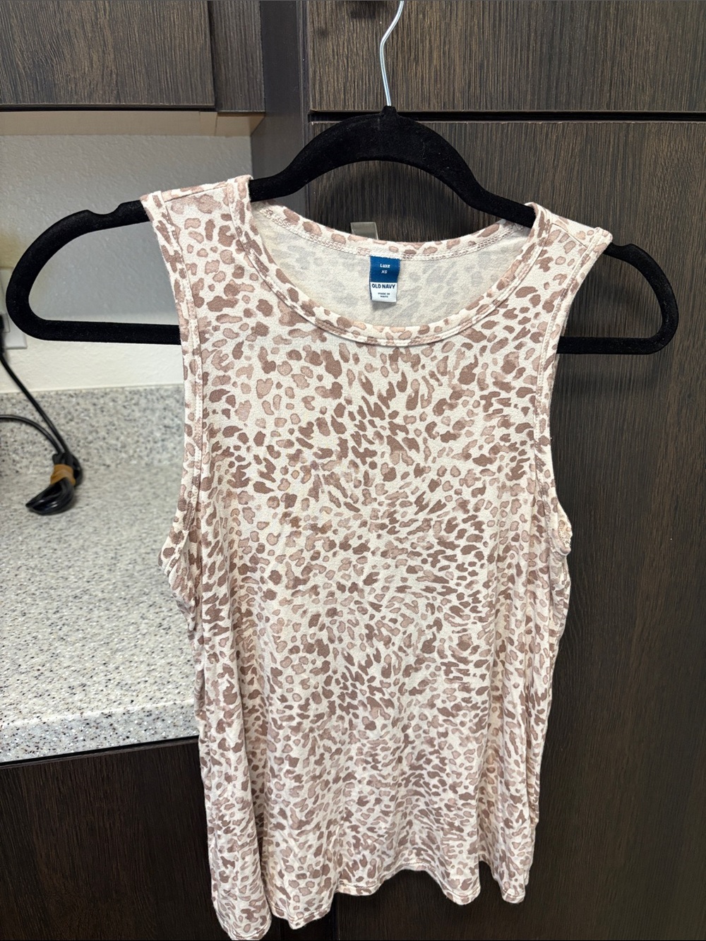 Old Navy Beige Leopard-Print Tank Top
